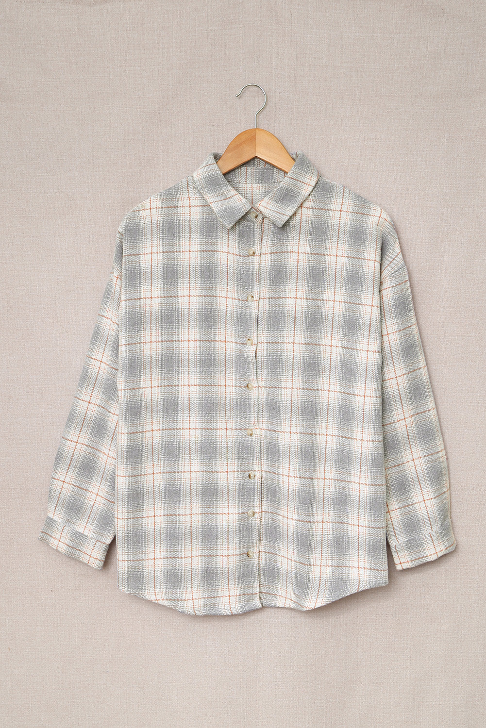 Buttoned Turn Down Collar Plaid Shirt