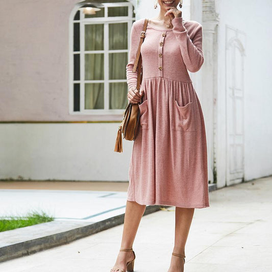 Autumn and winter knitted slim dress