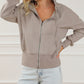 Mineral Wash Full Zip Drawstring Hoodie