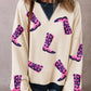 Western Boots Colorblock Patchwork Sweatshirt