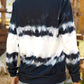 Tie Dye Lace Up V-Neck Long Sleeve Top