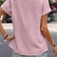Solid Pleated Patched Crew Neck T Shirt
