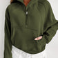 Zip Up Stand Collar Ribbed Thumbhole Sleeve Sweatshirt