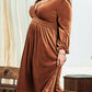 V Neck Balloon Sleeve Velvet Dress