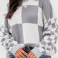 Checkered Print Drop Shoulder Sweater