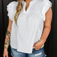 Textured Ruffled Flutter Sleeve Plus Size Blouse