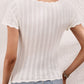 Square Neck Scallop Trim Short Sleeve Knit Top