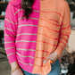 Plus Size Color Block Striped Patchwork Knit Sweater