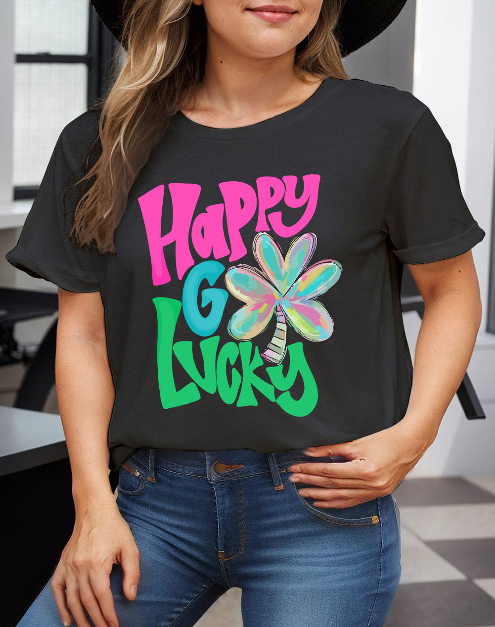 Happy Go Lucky Graphic Plus Tee