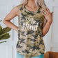 Green Be Kind Camo Crisscross Shoulder Tank Top