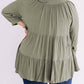 Plus Size Ruffle Tiered Split Neck Shirt