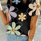 Summer Flower Print Casual Round Neck T Shirt