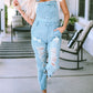 Constructed Bib Pocket Distressed Denim Overalls