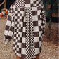 Checkered Print Patchwork Corduroy Shacket