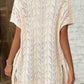 Openwork Short Sleeve Open Cardigan