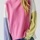 Exposed Seam Striped Color Block Patchwork Long Sleeve Top