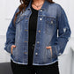 Plus Size Distressed Flap Pocket Denim Jacket