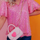 V Neck Wide Sleeve Sequin Top