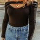 Cold Shoulder Cut-out Long Sleeve Bodysuit
