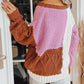 Colorblock Mix Texture Knit Sweater