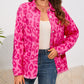 Leopard Print Button Cuffs Raw Hem Jacket