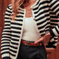 Black Contrast Striped Print Cardigan