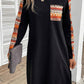 Contrast Geo Raglan Sleeve Patchwork Dress