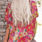 Shirred Cuffs 3/4 Sleeve Floral Blouse