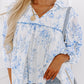 Floral 3/4 Sleeve Tied Collar Blouse