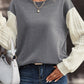 Cable Knit Sleeves Crew Neck Sweatshirt