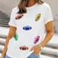 Sequin Rugby Football Pattern Crewneck T Shirt