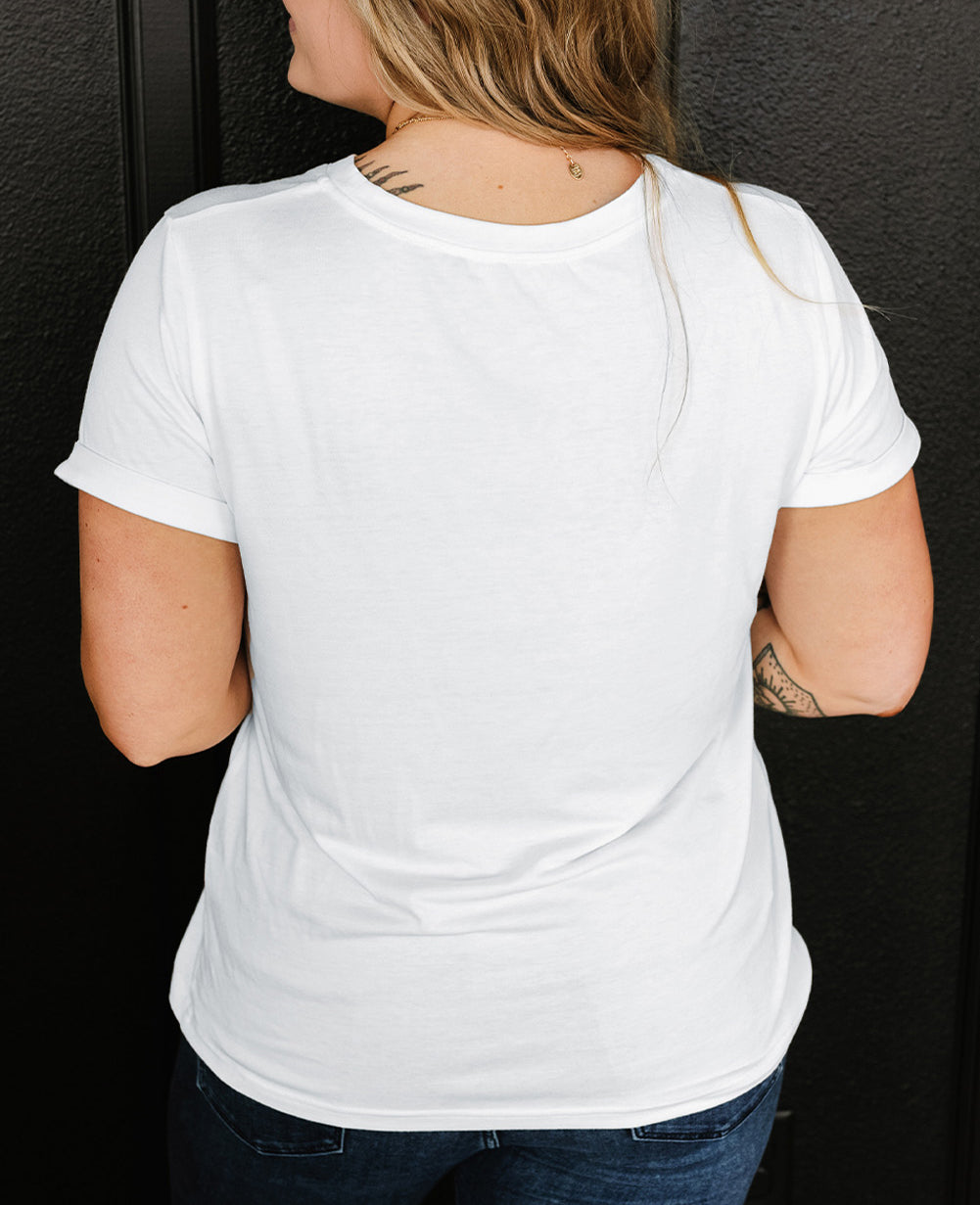 Sequin American Flag Star Pattern Plus Size Tee