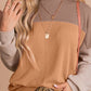 Color Block Long Sleeve Ribbed Loose Top