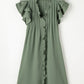 Ruffle Sleeve V Neck Frilled Shift Dress