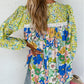 Mixed Floral Print Long Sleeve Blouse