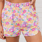 Floral Shirred High Waist Casual Shorts