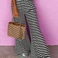 Stripe Lace-up Waist Casual Flared Pants