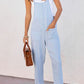 Chambray Pocketed Adjustable Straps Jumpsuit
