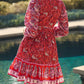 Hot Boho Floral Tie Wrap V Neck Ruffle Dress