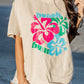 Beach Bum Flower Print Short Sleeve Graphic T Shirt
