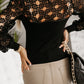 Hollowed Floral Lace Splicing Long Sleeve Top