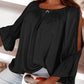 Lace Crochet Cut-Out Bracelet Sleeve Ruffle Blouse