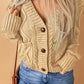 Front Pockets Buttons Textured Cardigan