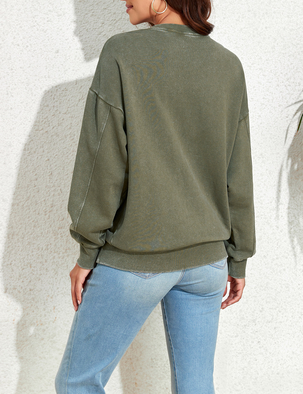 Vintage Wash Pocketed Round Neck Sweatshirt