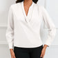 Solid Wrap V Neck Long Sleeve Top