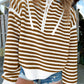 Stripe Zip up Collar Drop Shoulder Sweater