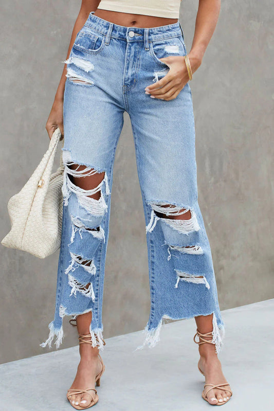 Heavy Destroyed High Waist Jeans
