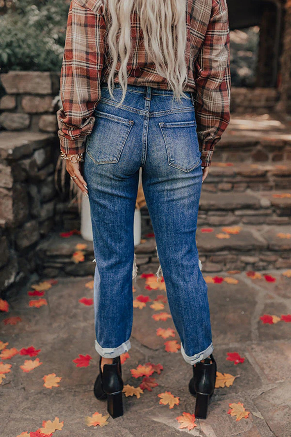Vintage Distressed Boyfriend Ripped Jeans