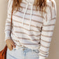 Cowl Neck Striped Print Drop Shoulder Sweater