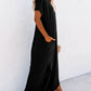 V Neck Hidden Pocket Splits Maxi T-shirt Dress